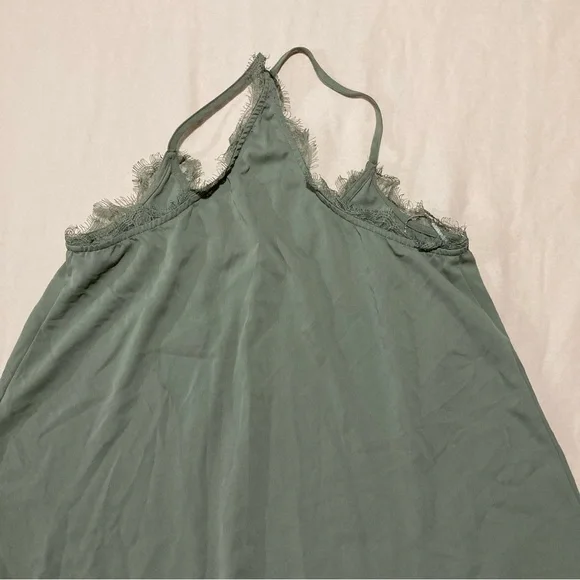 Mi Ami Olive Green Lace Trim RacerbackTank Top - Picture 2 of 7